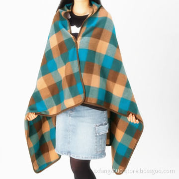 gemle gebrauchter Druck Polar Fleece Poncho mit Kapuze